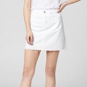 Blank NYC Raw Hem White Denim Mini Skirt